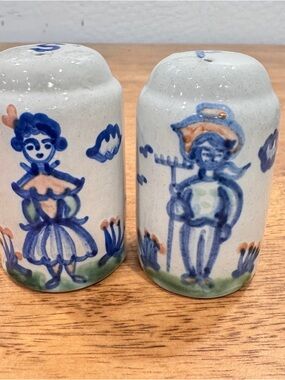M.A. Hadley Hand-Painted Ceramic Salt & Pepper Shakers 3” Vintage Boy Girl